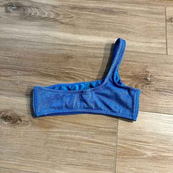 TRIANGL Blue One-Shoulder Glitter Swim Top Size XXS - Picture 2 of 4